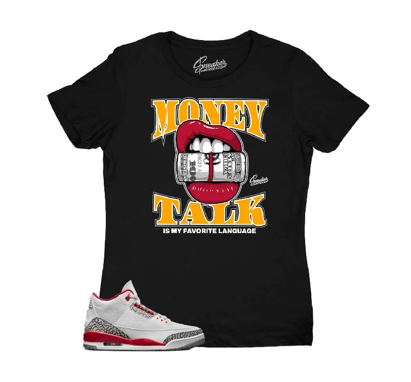 Womens - Cardinal Red 3 Money Talk Shirt Terry Blend Velvet Blend Canvas Blend