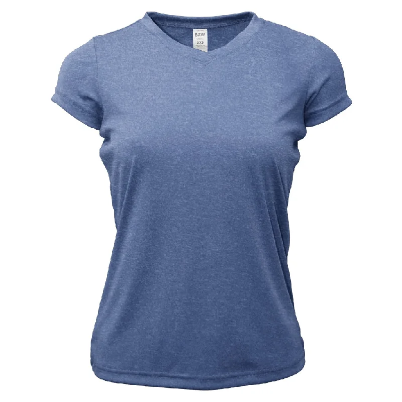 BAW Women's Heather Royal Xtreme Tek Heather T-Shirt Ribbed T-Shirt High Neck Heavyweight BAW Women's Heather Royal Xtreme Tek Heather T-Shirt Ribbed T-Shirt High Neck Heavyweight
